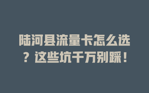 陆河县流量卡怎么选？这些坑千万别踩！
