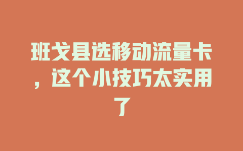 班戈县选移动流量卡，这个小技巧太实用了