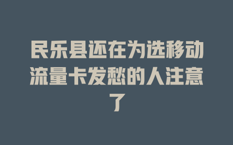 民乐县还在为选移动流量卡发愁的人注意了