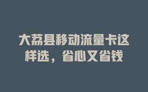 大荔县移动流量卡这样选，省心又省钱