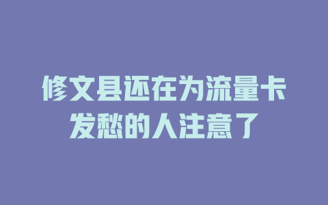 修文县还在为流量卡发愁的人注意了