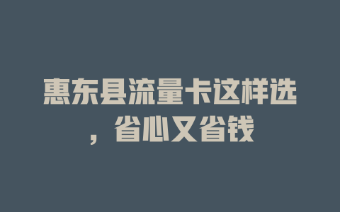 惠东县流量卡这样选，省心又省钱