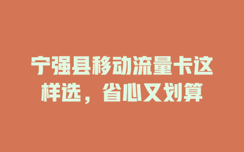 宁强县移动流量卡这样选，省心又划算
