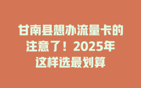 甘南县想办流量卡的注意了！2025年这样选最划算