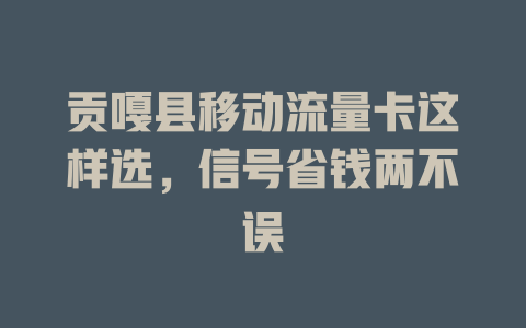 贡嘎县移动流量卡这样选，信号省钱两不误