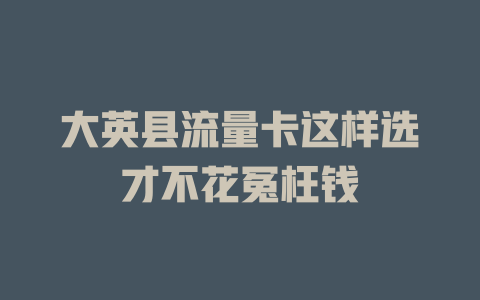 大英县流量卡这样选才不花冤枉钱