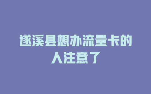 遂溪县想办流量卡的人注意了