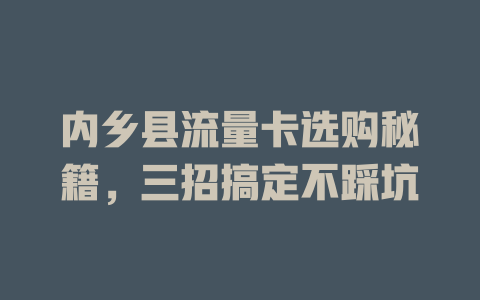 内乡县流量卡选购秘籍，三招搞定不踩坑