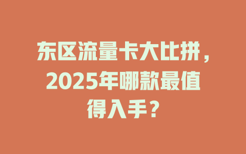 东区流量卡大比拼，2025年哪款最值得入手？