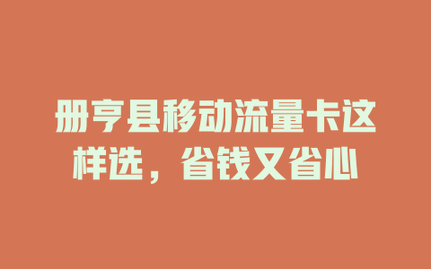 册亨县移动流量卡这样选，省钱又省心