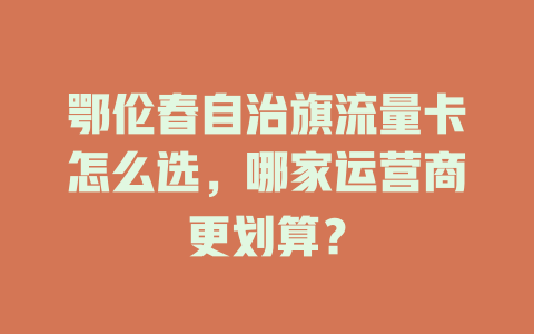 鄂伦春自治旗流量卡怎么选，哪家运营商更划算？
