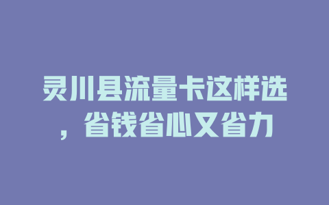 灵川县流量卡这样选，省钱省心又省力