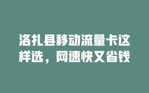 洛扎县移动流量卡这样选，网速快又省钱