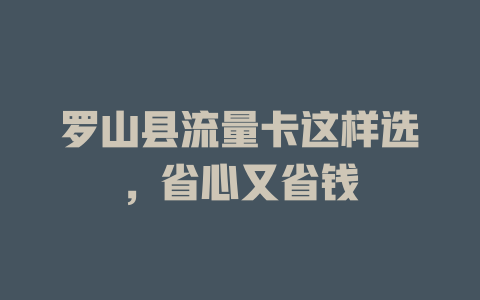 罗山县流量卡这样选，省心又省钱