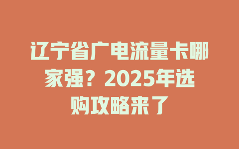 辽宁省广电流量卡哪家强？2025年选购攻略来了