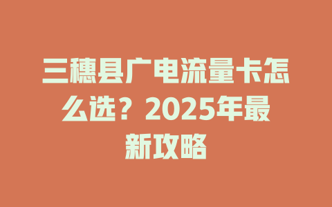 三穗县广电流量卡怎么选？2025年最新攻略