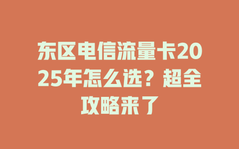 东区电信流量卡2025年怎么选？超全攻略来了