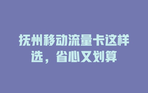 抚州移动流量卡这样选，省心又划算