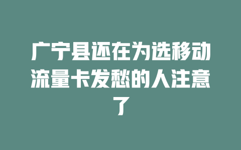 广宁县还在为选移动流量卡发愁的人注意了