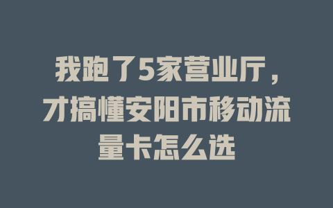 我跑了5家营业厅，才搞懂安阳市移动流量卡怎么选