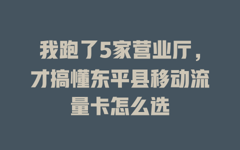 我跑了5家营业厅，才搞懂东平县移动流量卡怎么选