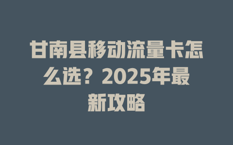 甘南县移动流量卡怎么选？2025年最新攻略