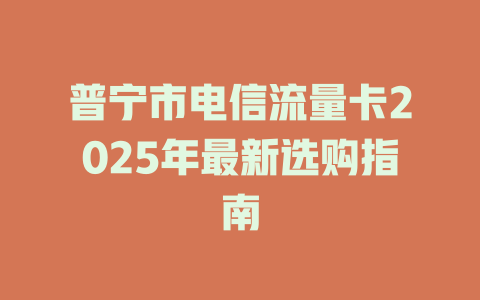 普宁市电信流量卡2025年最新选购指南
