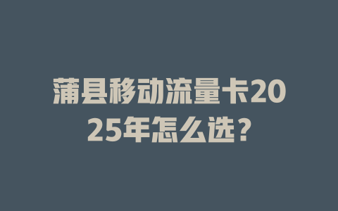 蒲县移动流量卡2025年怎么选？