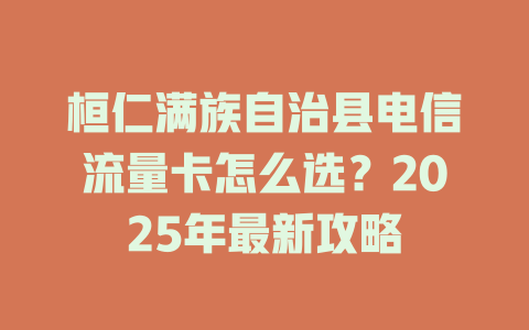 桓仁满族自治县电信流量卡怎么选？2025年最新攻略