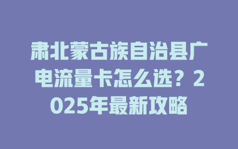 肃北蒙古族自治县广电流量卡怎么选？2025年最新攻略