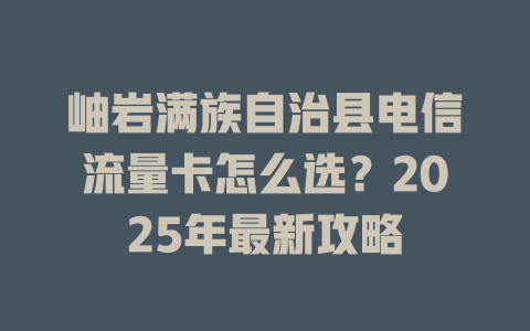 岫岩满族自治县电信流量卡怎么选？2025年最新攻略