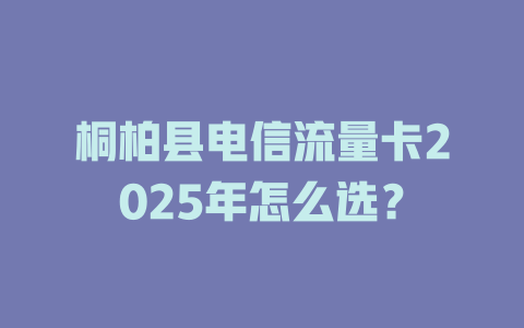 桐柏县电信流量卡2025年怎么选？