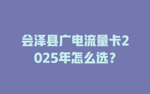 会泽县广电流量卡2025年怎么选？