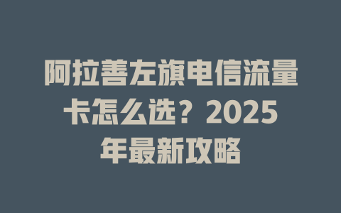 阿拉善左旗电信流量卡怎么选？2025年最新攻略