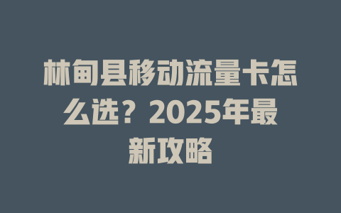 林甸县移动流量卡怎么选？2025年最新攻略