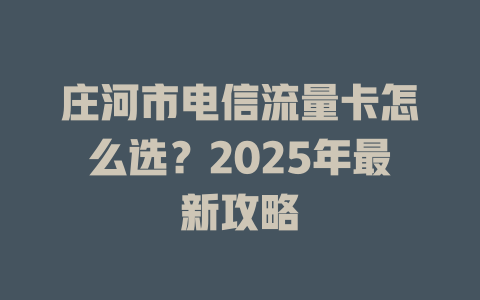 庄河市电信流量卡怎么选？2025年最新攻略
