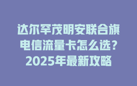 达尔罕茂明安联合旗电信流量卡怎么选？2025年最新攻略