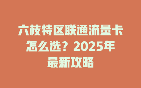 六枝特区联通流量卡怎么选？2025年最新攻略