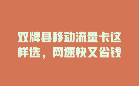 双牌县移动流量卡这样选，网速快又省钱