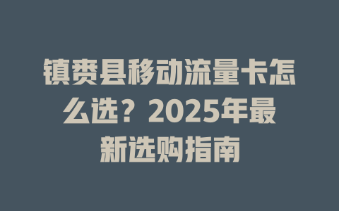 镇赉县移动流量卡怎么选？2025年最新选购指南