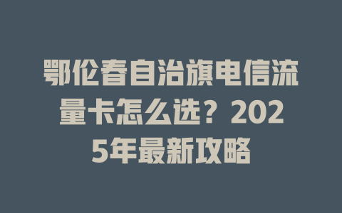 鄂伦春自治旗电信流量卡怎么选？2025年最新攻略