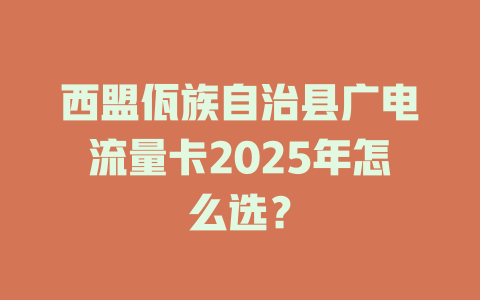 西盟佤族自治县广电流量卡2025年怎么选？