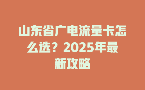 山东省广电流量卡怎么选？2025年最新攻略