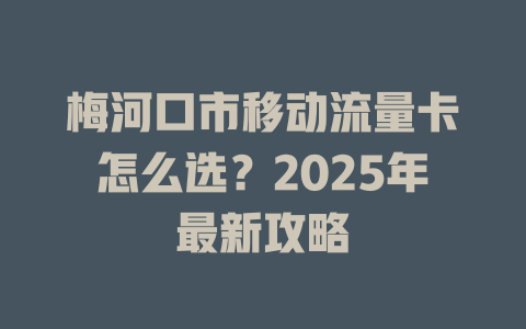 梅河口市移动流量卡怎么选？2025年最新攻略