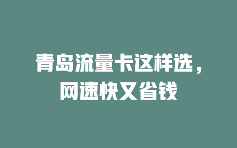 青岛流量卡这样选，网速快又省钱