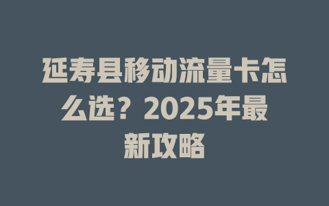 延寿县移动流量卡怎么选？2025年最新攻略