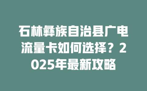 石林彝族自治县广电流量卡如何选择？2025年最新攻略