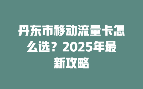丹东市移动流量卡怎么选？2025年最新攻略