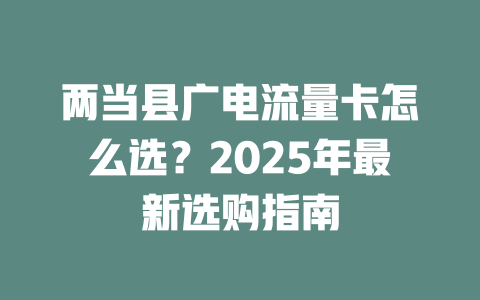两当县广电流量卡怎么选？2025年最新选购指南