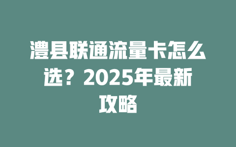 澧县联通流量卡怎么选？2025年最新攻略